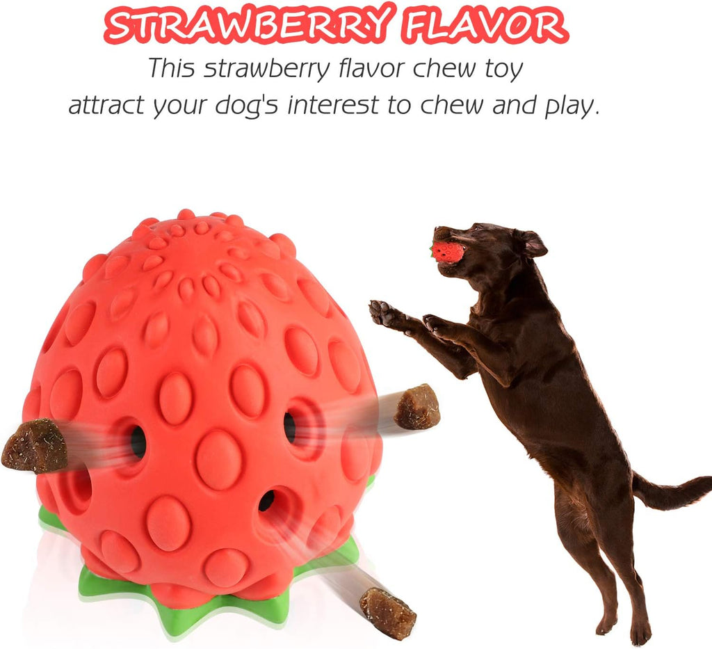 Strawberry Tough Dog Toys for Aggressive Chewers | Treat Dispensing Dog Toys | Dog Teething Chew Toy | Indestructible Durable Puppy Toy for Medium Large Dogs