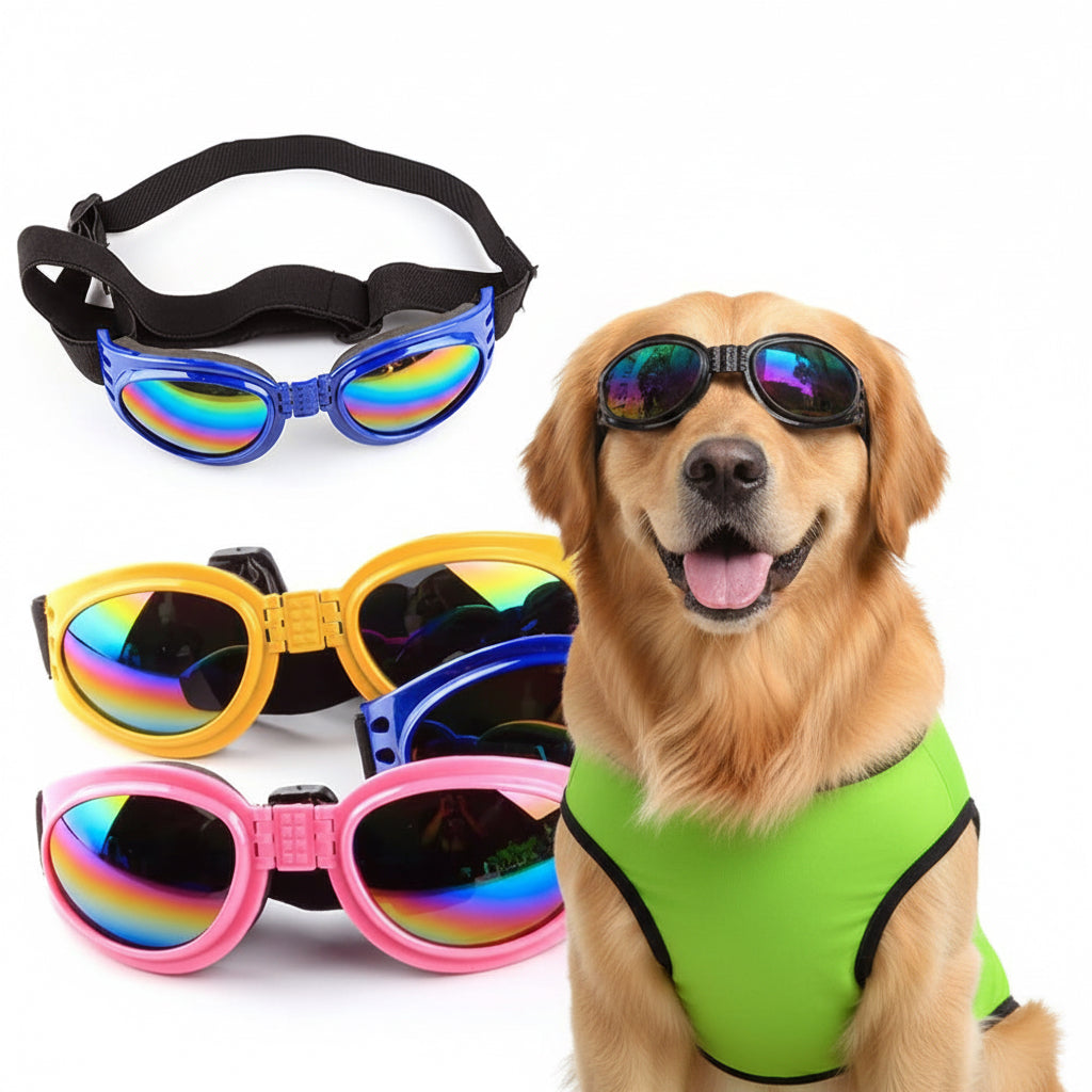 2Pcs Foldable Pet Dog Glasses Medium Large Dog Pet Glasses Pet Eyewear Dog Goggles Sunglasses (Dog Sunglasses Black + Red), 17Cm*15Cm/6.7*5.9Inch