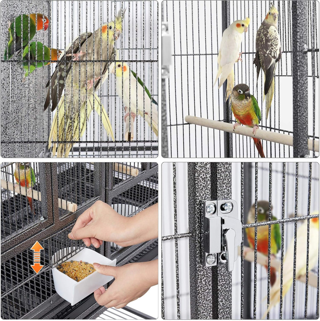 41.5" Stackable Divided Breeder Breeding Parakeet Bird Cage for Canaries Cockatiels Lovebirds Finches Budgies Small Parrots with Rolling Stand, Black
