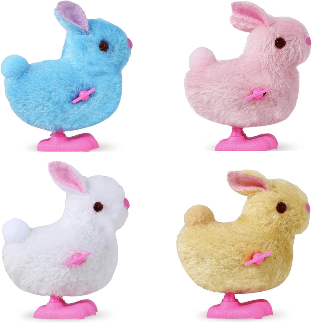 Chick Bunny Wind up Toys for Kids, 4 PCS Clockwork Novelty Jumping Hopping Toy for Easter Egg Hunt Basket Stocking Party Birthday Gift