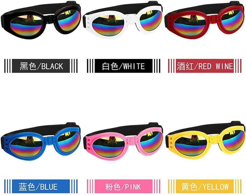 2Pcs Foldable Pet Dog Glasses Medium Large Dog Pet Glasses Pet Eyewear Dog Goggles Sunglasses (Dog Sunglasses Black + Red), 17Cm*15Cm/6.7*5.9Inch