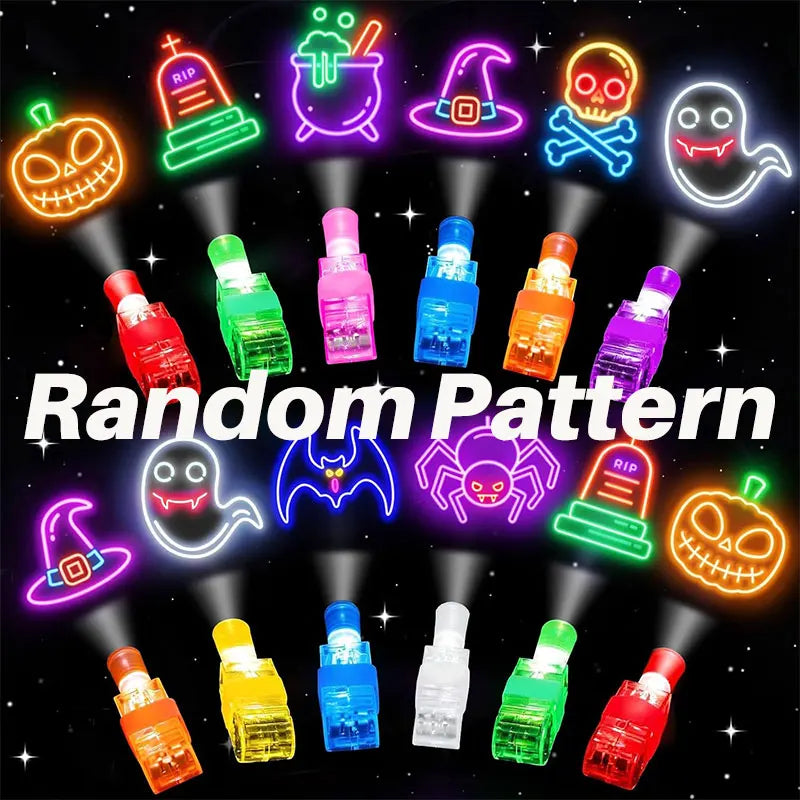 40/100PCS Halloween LED Light up Finger Lights Projection Glow Finger Rings Glow in the Dark Trick‑Or‑Treat Party Decor