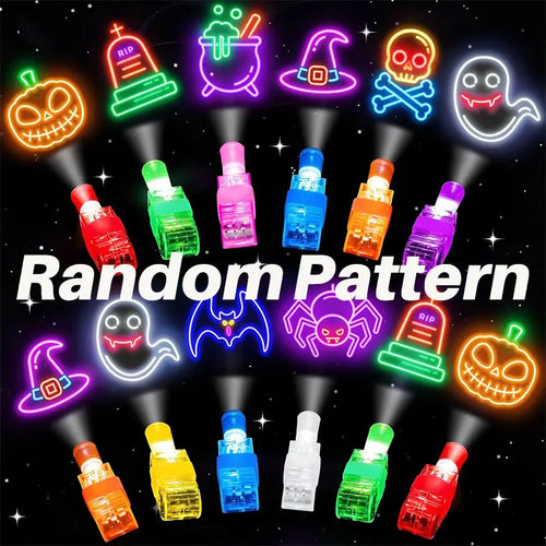 40/100PCS Halloween LED Light up Finger Lights Projection Glow Finger Rings Glow in the Dark Trick‑Or‑Treat Party Decor