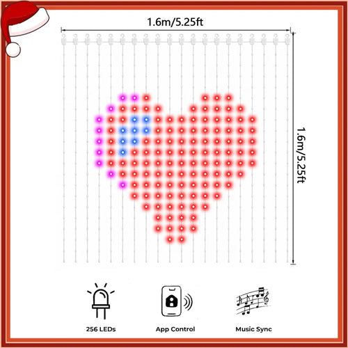 1/2PCS Smart LED Curtain Lights LED Fairy Lights App Control Music Sync DIY Pattern Waterproof for Indoor Outdoor Party Decor