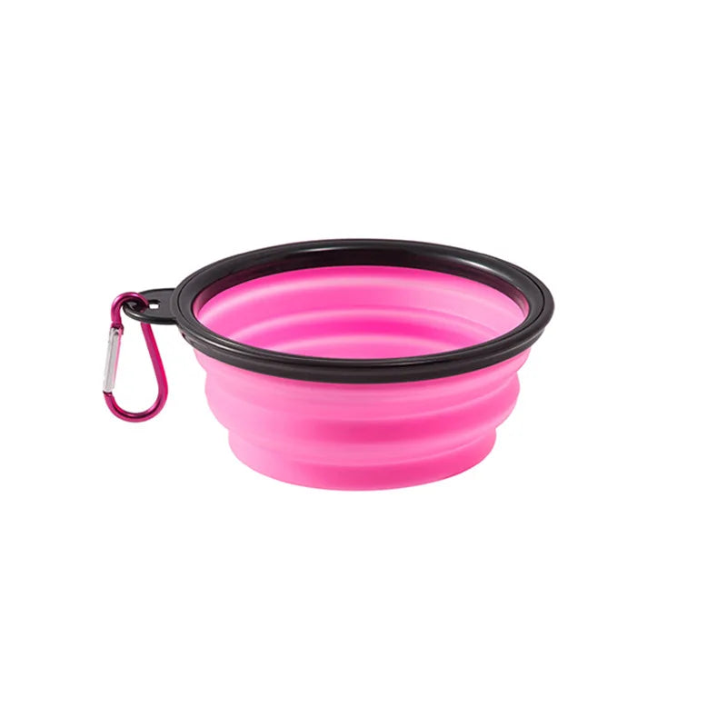 Collapsible Pet Silicone Dog Food Water Bowl Outdoor Camping Travel Portable Folding Supplies Dishes with Carabiner