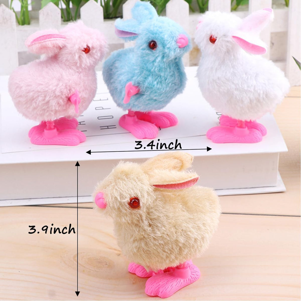 Chick Bunny Wind up Toys for Kids, 4 PCS Clockwork Novelty Jumping Hopping Toy for Easter Egg Hunt Basket Stocking Party Birthday Gift